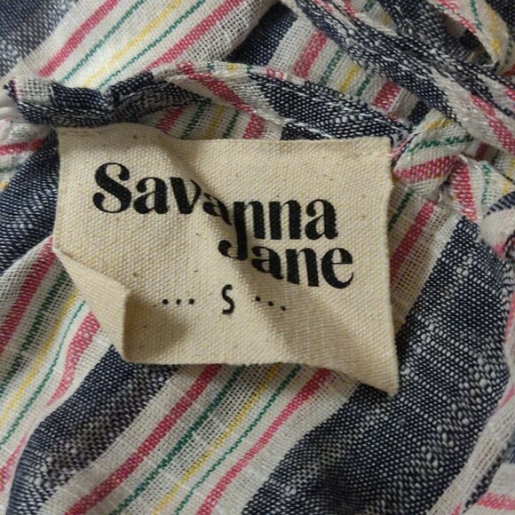 Savanna Jane Embroidered Striped Mini Sun Dress SIZE SMALL - Picture 3 of 6